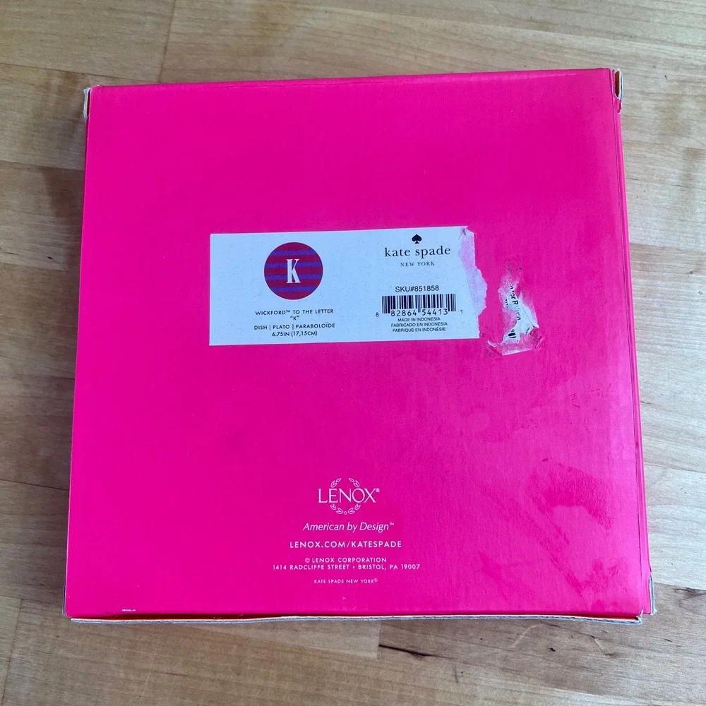 Kate Spade Wickford To The Letter Monogram K Plate‎ Dish Orange Purple Striped